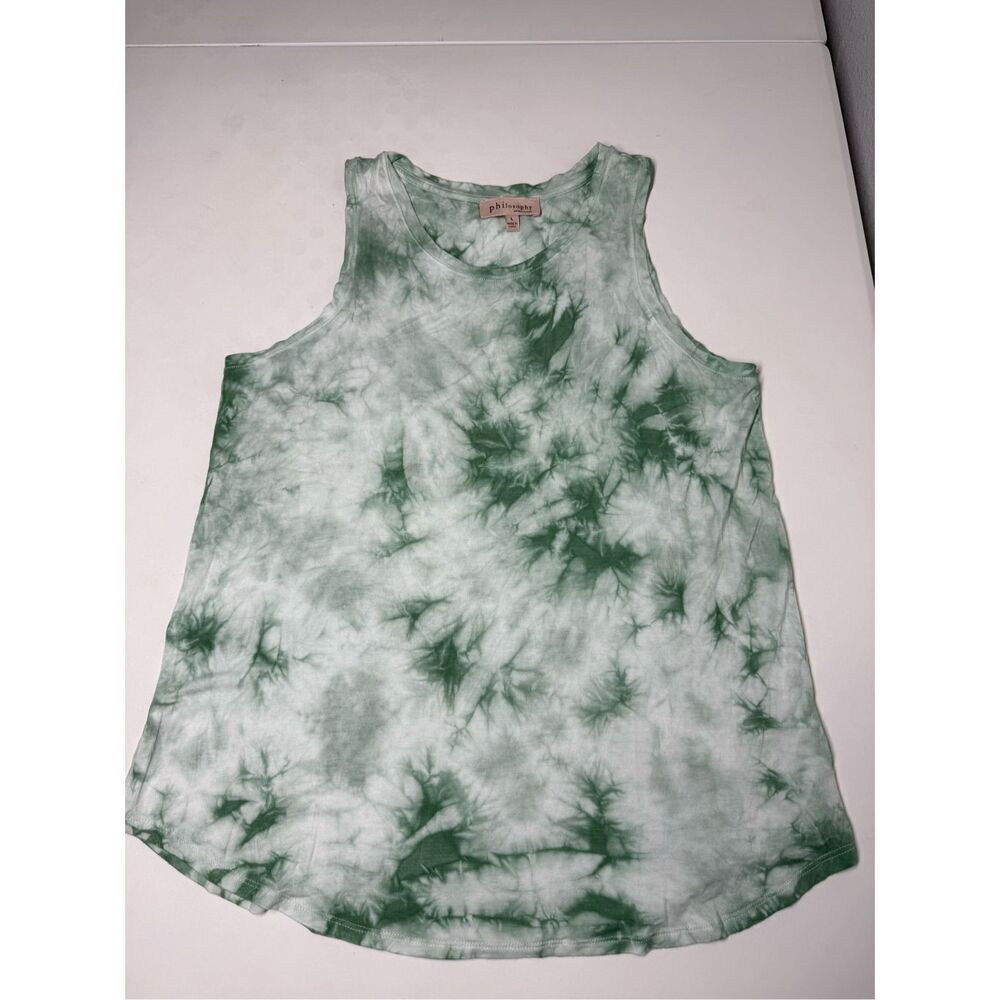 Philosophy Republic Clothing WomenโsโGreen Tie Dye Sleeveless Tank Top Size L